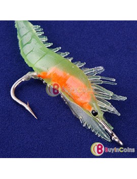 4Pcs Silicone Simulation Noctilucent Soft Prawn Shrimp Fishing Lure Hook Bait