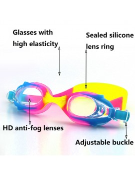 Anti-fog Clear Lens Cartoon Fish Glasses Kids Silica Gel Swimming Goggles