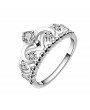 Fashion 925 Sterling Sliver Lady Crown Wedding Crystal Diamond Ring Jewelry