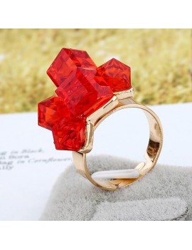 Crystal Cube Flowers Gemstones Rings Women Fashion Open Ring Statement Jewelry Gifts for Women 8 Colors