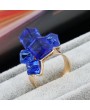 Crystal Cube Flowers Gemstones Rings Women Fashion Open Ring Statement Jewelry Gifts for Women 8 Colors
