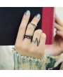 4 Pcs Hot Fashion Punk Women Black Silver Above Band Midi Knuckle Ring Rings Set
