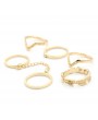 6pcs/Set Gold Silver Finger Ring Crystal Above Knuckle Stacking Band Midi Ring