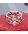 Women's Silver 18K Rose Gold Floral Crystal Diamond Zircon Ring Bridal Engagement Wedding Ring