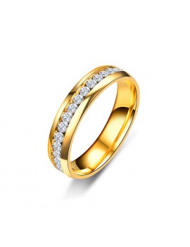 Gold Color Stainless Steel Zircon Couple Ring Women's Ring Men's Ring Size 6-13
