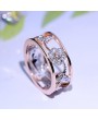 Exquisite Women's Silver 18K Rose Gold Floral Crystal Diamond Zircon Ring Bridal Engagement Wedding Ring