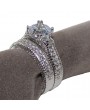 2 Pcs Sterling Silver Round Cut Clear CZ Diamond Crystal Rhinestones Wedding Bridal Ring Set Jewelry