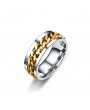 Gold Color Stainless Steel Rotatable Chain Ring Couple Lover Lucky Rings Women's Ring Men's Ring Size 6-13
