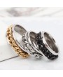 Gold Color Stainless Steel Rotatable Chain Ring Couple Lover Lucky Rings Women's Ring Men's Ring Size 6-13