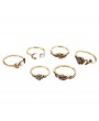 11 Pcs/Set Bohemian Knuckle Ring Carved Diamond Moon Flower Midi Ring Jewelry