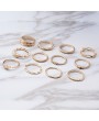 12Pcs/Set Boho Vintage Gold Finger Ring Crystal Rhinestones Midi Knuckle Rings Women Jewelry