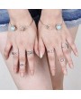 Fashion 6 Pcs Turquoise Arrow Moon Statement Midi Rings Set Women Jewelry