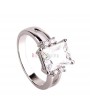 Women Girl Fashion Silver White Crystal Engagement Wedding Ring Jewelry Gift