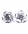 1 Pair Elegant Fashion Cute Women Lady Girls Black & White Rose Flower Stud Earrings