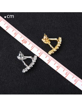 1 Pair Women Cute Gold Silver Leaf Ear Stud Front & Back Earrings Jewelry Gift