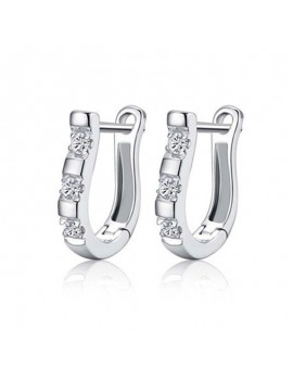 Fashion Women Silver Plated Crystal Hoop Earrings Gemstones Ear Stud Jewellery