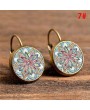 Elegant Round Ear Stud Vintage Crystal Glass Flower Hoop Earrings Women Lady Girls Boho Jewelry