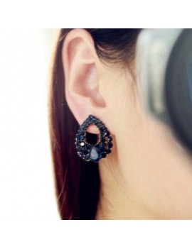 1 Pair Fashion Women Elegant Blue Crystal Rhinestone Ear Stud Earrings Jewelry
