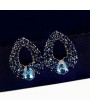 1 Pair Fashion Women Elegant Blue Crystal Rhinestone Ear Stud Earrings Jewelry