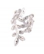 Elegant Women Crystal Rhinestone Pierced Leaf Ear Cuff Clip on Stud Earring