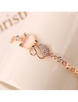 2018 Womens Ladies Crystal Rhinestone Cat Bangle Ocean Blue Bracelet Chain Opals Jewelry