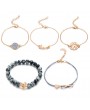 Heart and Leaf Shape Pearl Braeclet Set for Women 5 PCS Charm Bracelets 2018 Fashion Jewelry Women Gifts