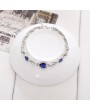 Fashion Women Girl's Blue Crystal Heart Silver Plated Bracelet Bangle Jewelry Gift