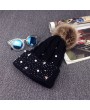 Fashion Women Lady Faux Fur Ball Beanie Winter Warm Crochet Knitted Hat Cap