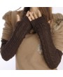 Women Knitted Crochet Braided Arm Warmers Hand Knitted Half Glove Grey Black Winter Warmer