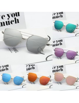 Flat Top Pink Gold Men Women Mirror Sunglasses Fashion Brand Designer Cool Sunglasses UV400