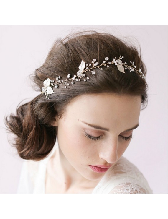 Women Bride Party Wedding Leaves Shiny Hair Headband Hair Accessories