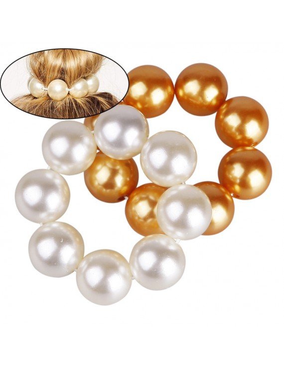 Women's Big Pearls Hair Band Rope Elastic Ponytail Holder Scrunchie Accessories