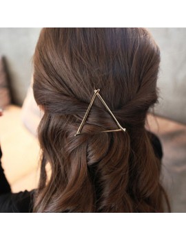 Girl Punk Hollow Out Moon Triangle Hair Clip Hairpin Clamps Gold Tone Women Fashion
