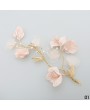 Handmade Luxury Pink Silk Flower Rhinestone  Pearl Alloy Bride Headwear Wedding Hair Accessory