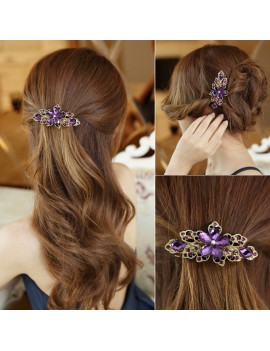 Fashion Women Girls Crystal Rhinestone Flower Barrette Hair Clip Clamp Hairpin