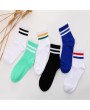 Men Cotton Colorful Stripes Striped Socks Unisex Sport Middle Socks