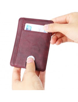 Men Slim Leather Wallet Male RFID Blocking Credit Card Coin Holder