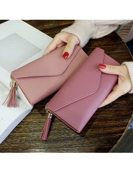 Women PU Leather Long Wallets Multifunction Design Tassel Purse Female Elegant Evening Clutch Card Holder Long Lady Clutch Purse Coin Bag