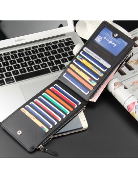 Baellerry Men High Quality PU Leather ID Cards Case Female Concertine Fold Extendable Design Credit Long Card Holder