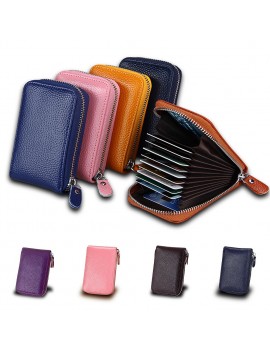 Women's Zipper Credit Card Holder Leather Fashion Card Holder Retractable ID Holder Bag 13 Colors