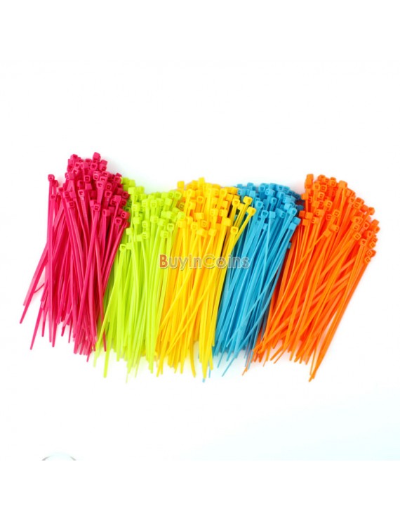 100PCS Mixed Color Plastic Cable Ties Wrap 102mm X 2mm Zip Tie Cable Wire Tidy