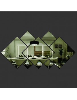7pcs Mirror Style Removable Decal Art Mural Wall Sticker Home Decor Rhombus Cool