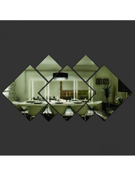 7pcs Mirror Style Removable Decal Art Mural Wall Sticker Home Decor Rhombus Cool