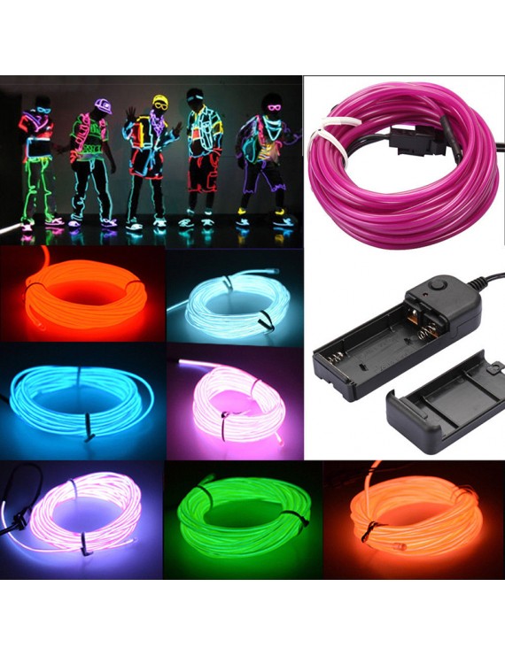 1/3/5M Flexible LED Light Glow EL Wire String Strip Rope Tube Car Christmas Party Decor