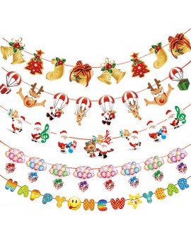 Cartoon Pattern Christmas Paper Hanging Banner Festival Party Supplies Decor