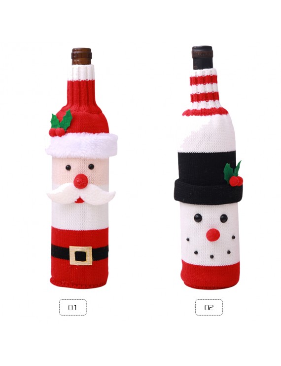 Christmas Wine Bottle Cover Knitted Bag Xmas Party Dinner Table Decoration