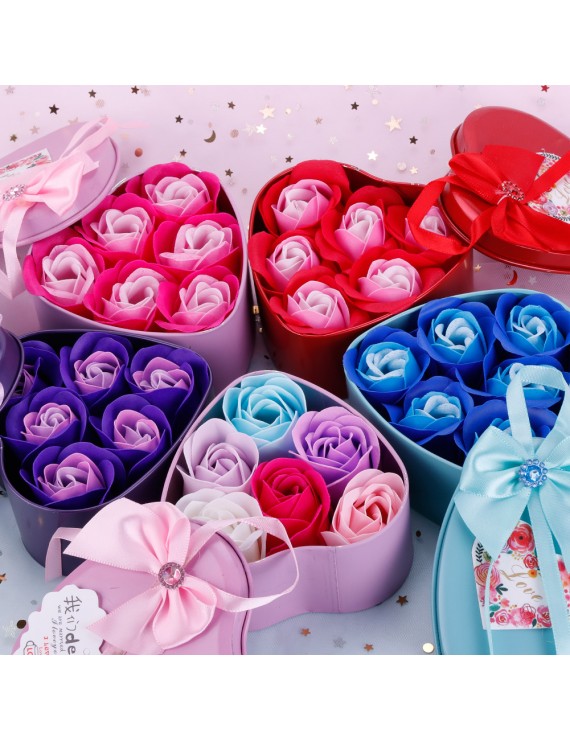 6Pcs Heart Scented Bath Body Petal Rose Flower Soap Wedding Valentines Gift