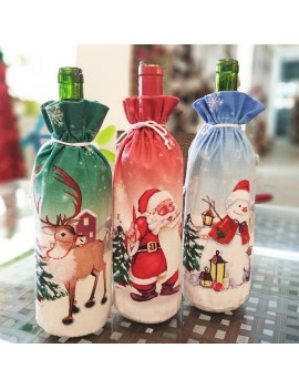 Christmas Party Gift Bag Xmas Dinner Decor Creative Christmas Wine Bottle Set Santa Claus Snowman Bottle Cover Clothes