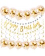 Happy Birthday Party Decoration Set-Banner Bunting,Hanging Swirls,Balloons