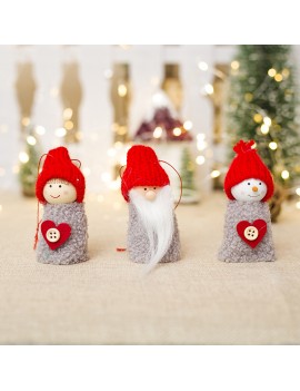 3Pcs/Set Christmas Santa Claus Snowman Pinecone Pendant Xmas Tree Hanging Decor